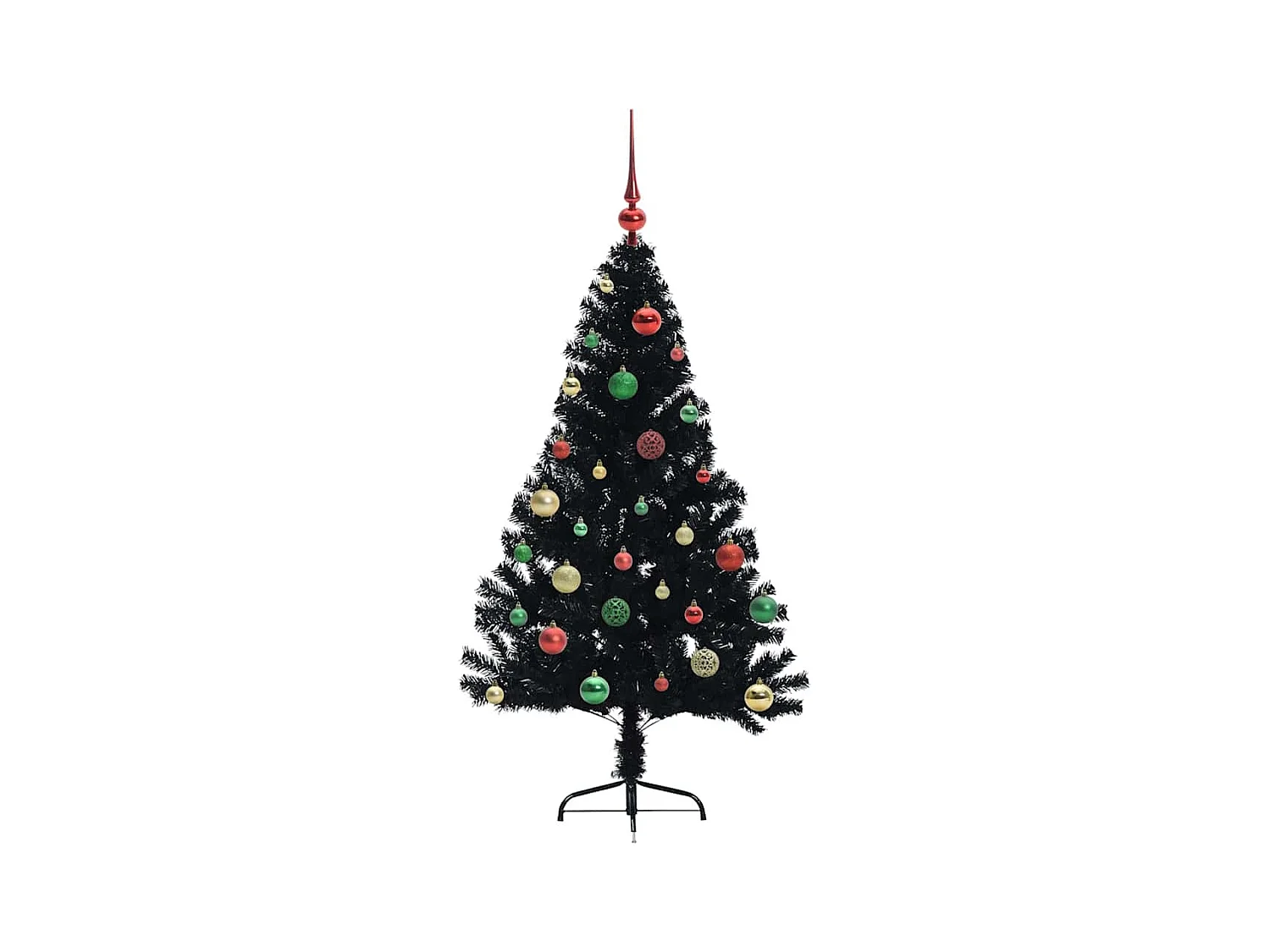 Sapin de Noël artificiel pré-éclairé Noir 150 cm PVC