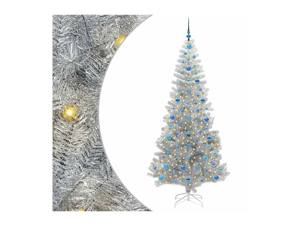Árbol de Navidad con 300 LED con soporte Plateado 210 cm PET