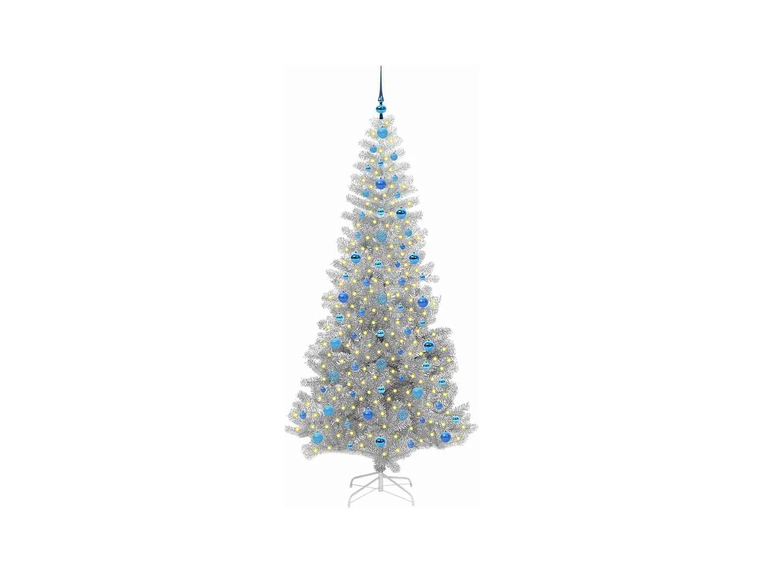 Árbol de Navidad con 300 LED con soporte Plateado 210 cm PET