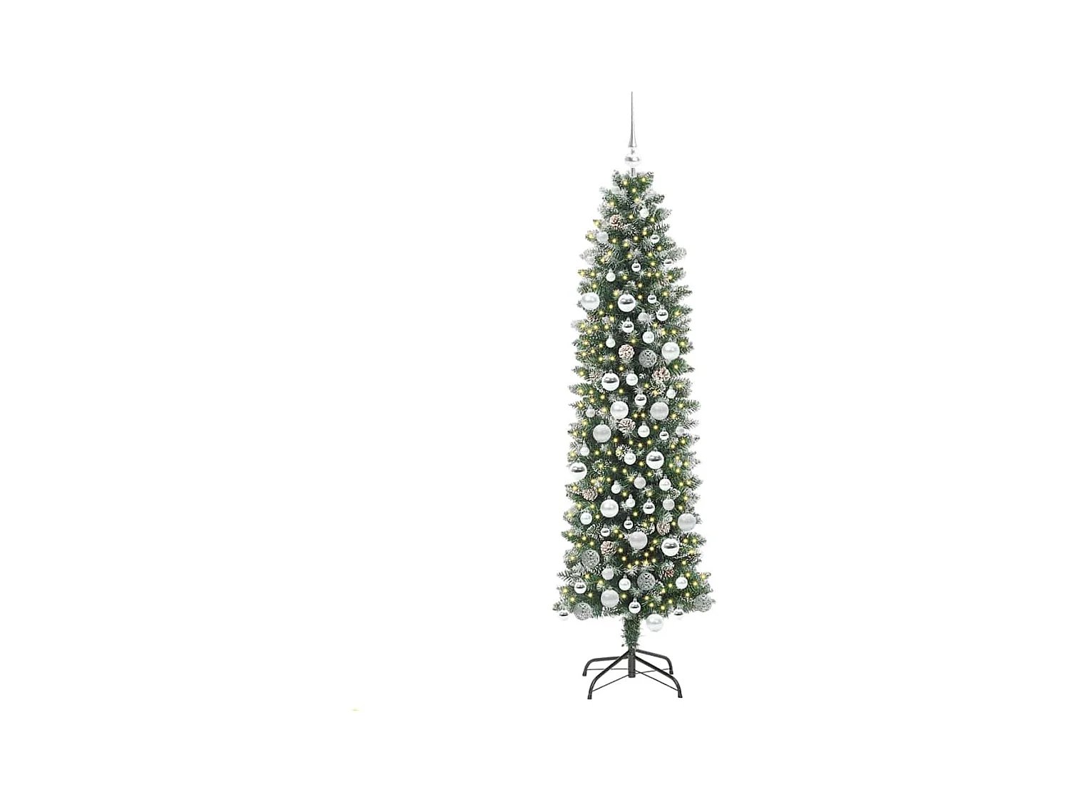 Arbre de Noël artificiel slim avec 300 LED Vert et blanc 180 cm