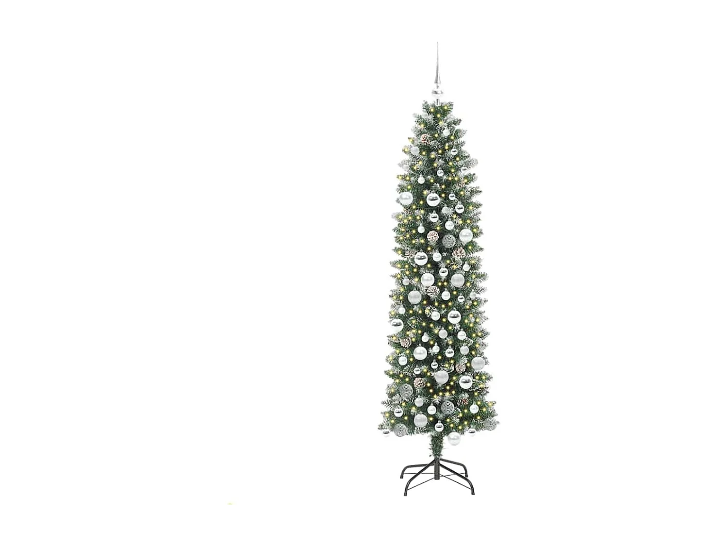 Arbre de Noël artificiel slim avec 300 LED Vert et blanc 180 cm