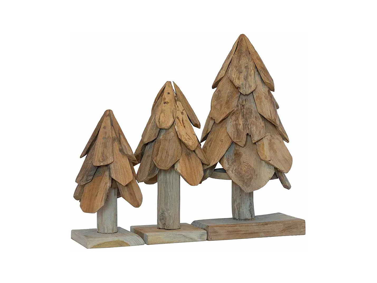 Árbol de Navidad con soporte 3 piezas Marrón Madera de teca maciza