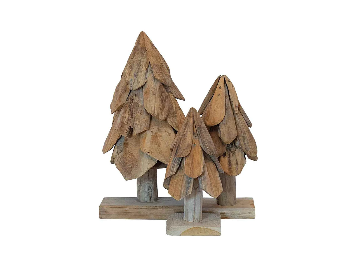 Árbol de Navidad con soporte 3 piezas Marrón Madera de teca maciza