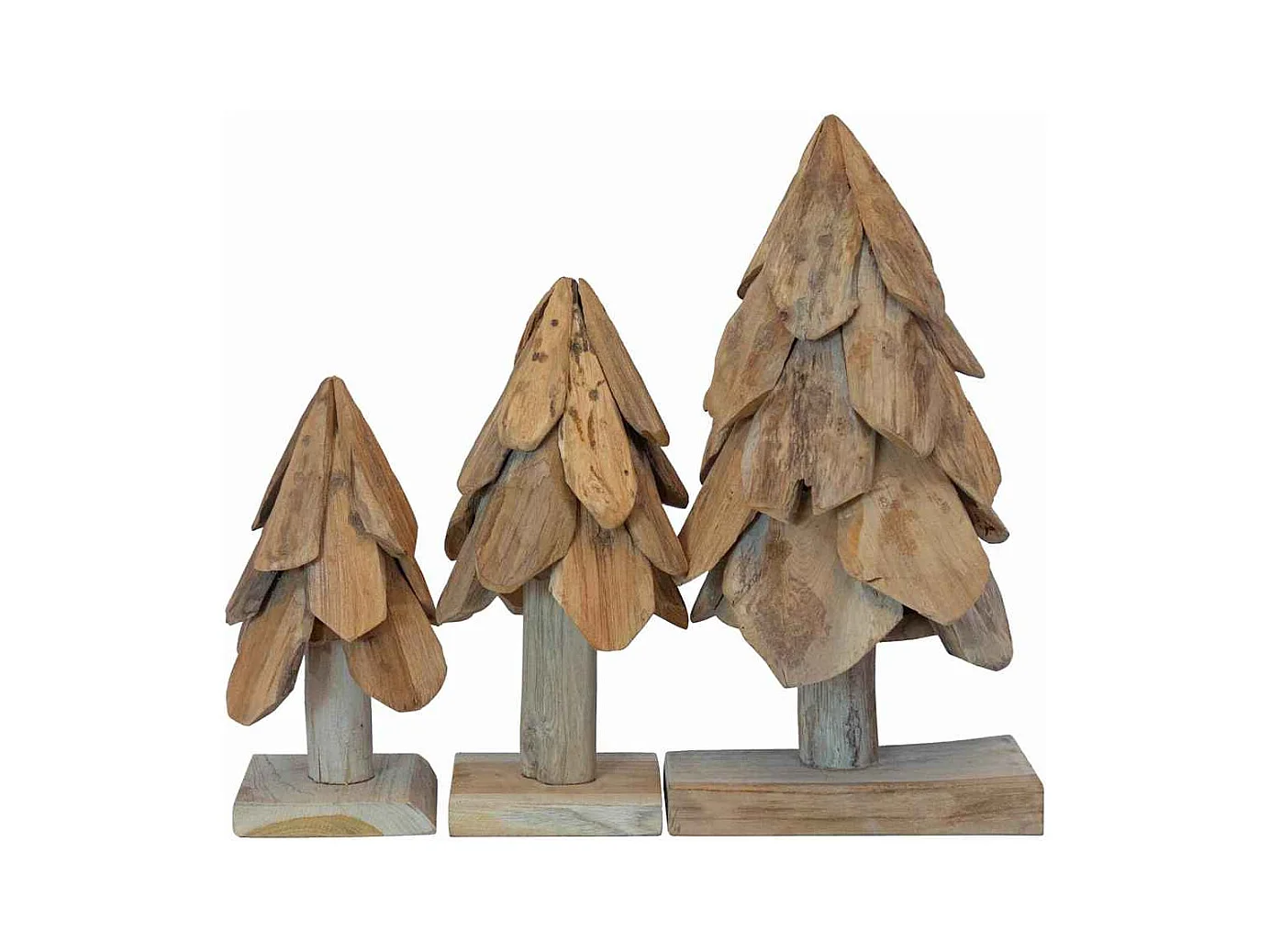 Árbol de Navidad con soporte 3 piezas Marrón Madera de teca maciza