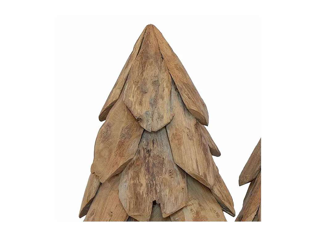 Árbol de Navidad con soporte 3 piezas Marrón Madera de teca maciza