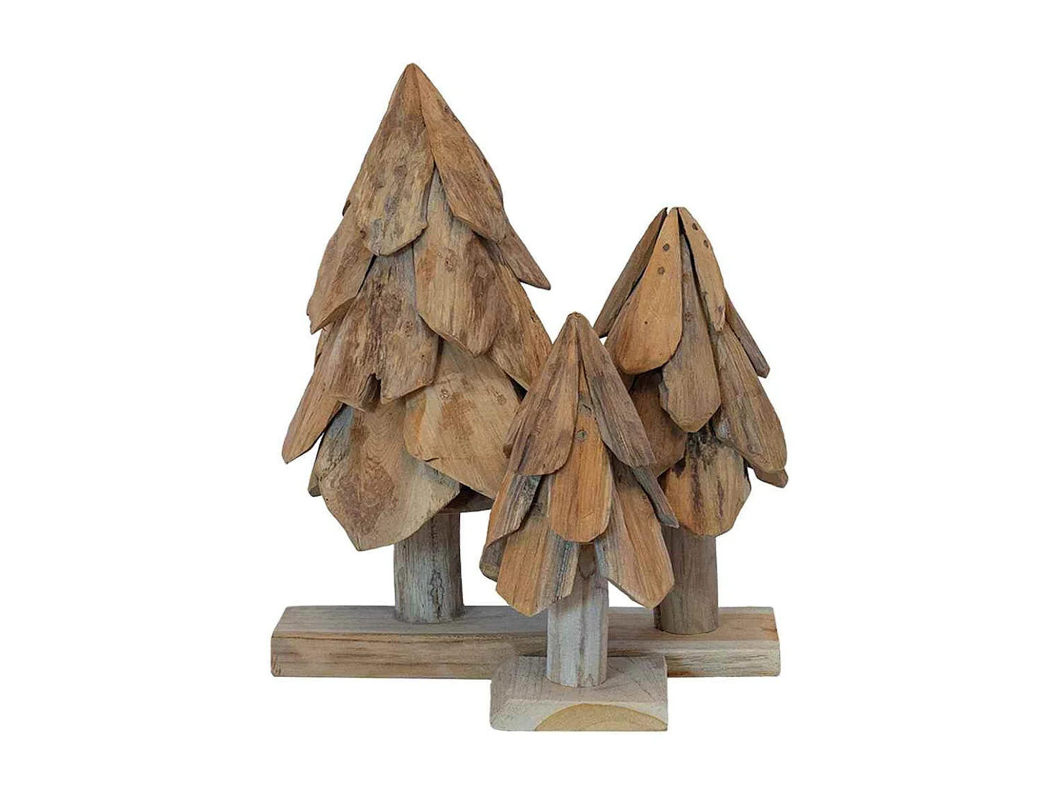 Sapin de Noël avec support 3 pièces Marron Bois de teck solide
