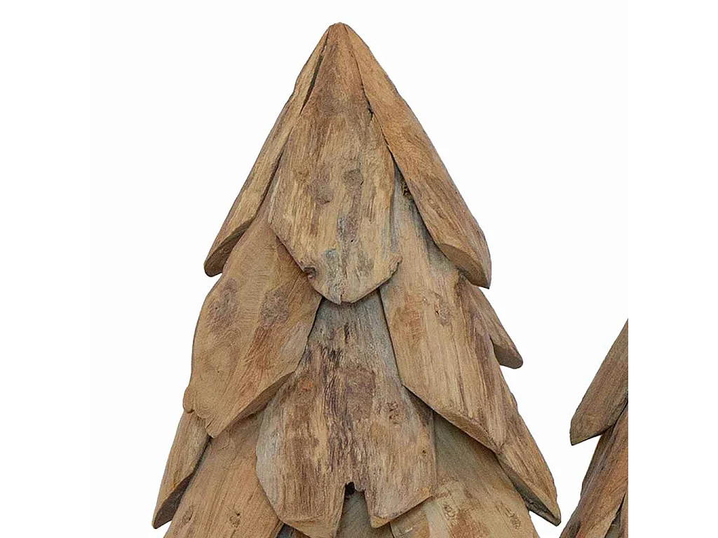 Sapin de Noël avec support 3 pièces Marron Bois de teck solide