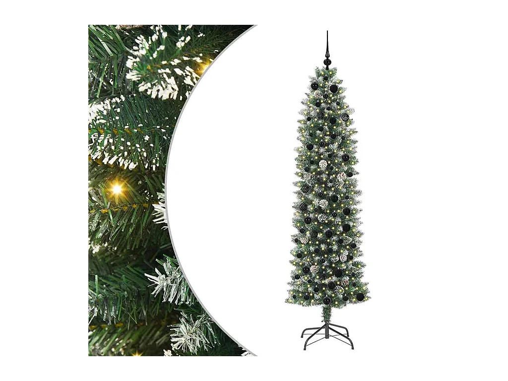 Árvore Slim de Natal Artificial Verde e branco 210 cm