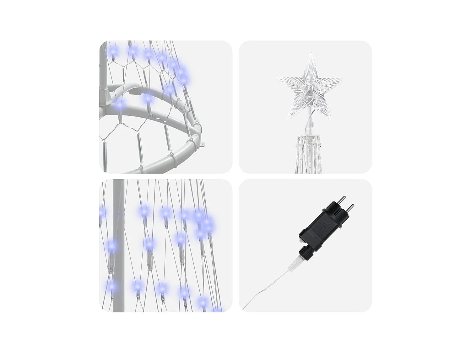 Árvore de Natal LED com 230 LEDs Azul 51 x 51 x 190 cm Metal