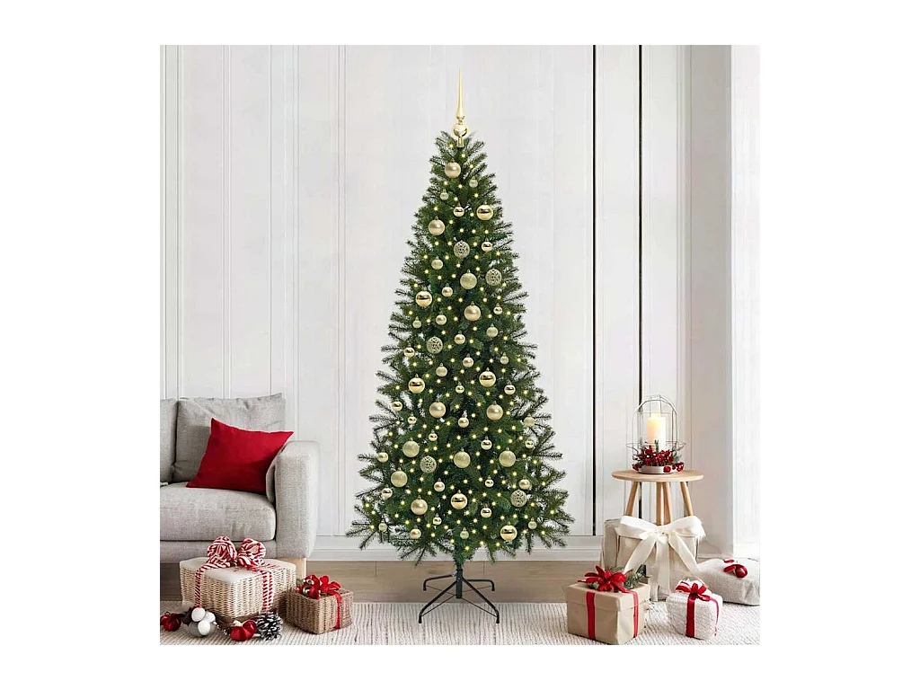 Árvore de Natal Artificial com 300 LEDs Verde 210 cm PE e PVC