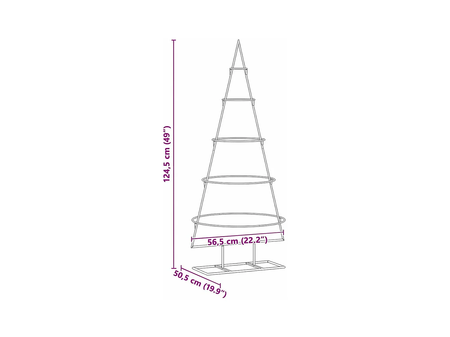 Arbre de Noël en métal Doré 125 cm Acier peint par poudre