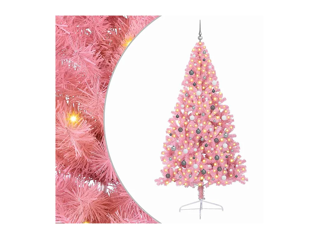Sapin de Noël artificiel pré-éclairé Rose 240 cm PVC