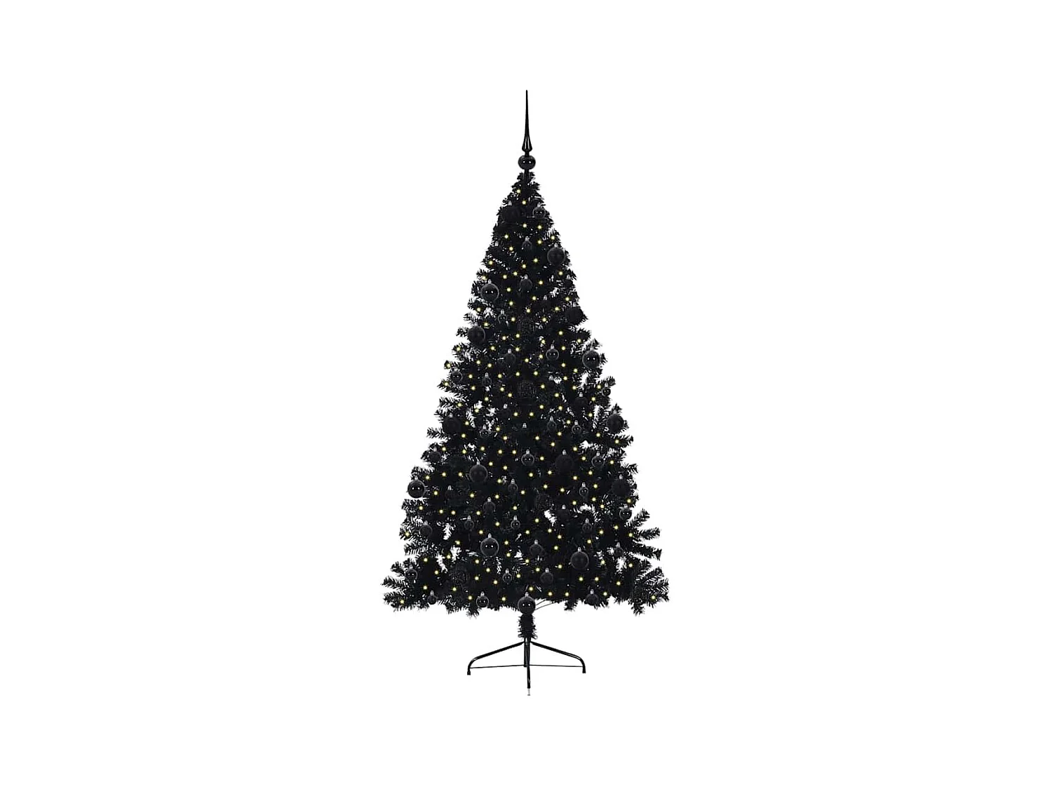 Árbol de Navidad Artificial Preiluminado Negro 210 cm PVC