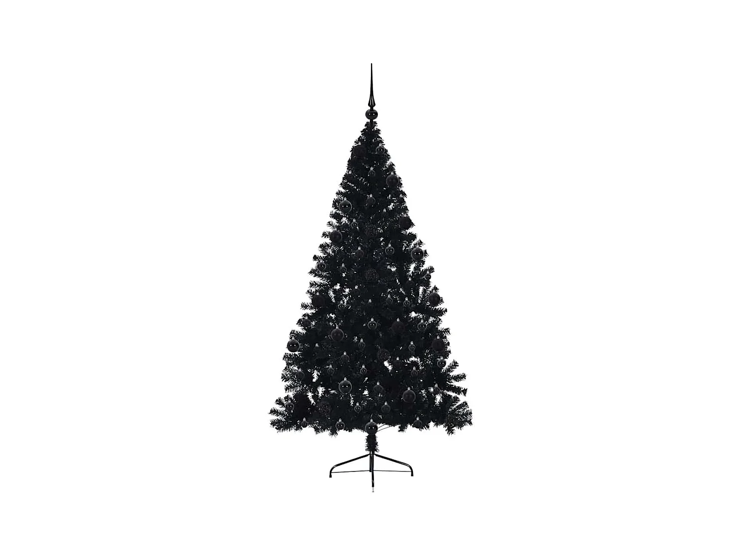 Árbol de Navidad Artificial Preiluminado Negro 210 cm PVC