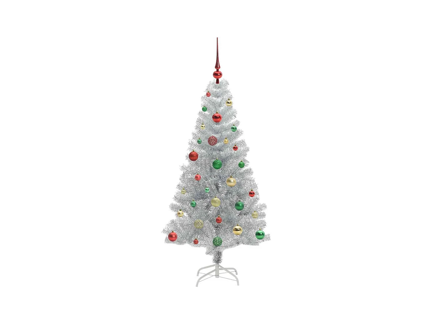 Sapin de Noël avec 150 LED avec support Argent 150 cm PET