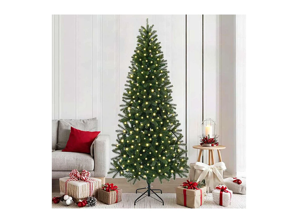 Árvore de Natal Artificial com 300 LEDs Verde 210 cm PE e PVC