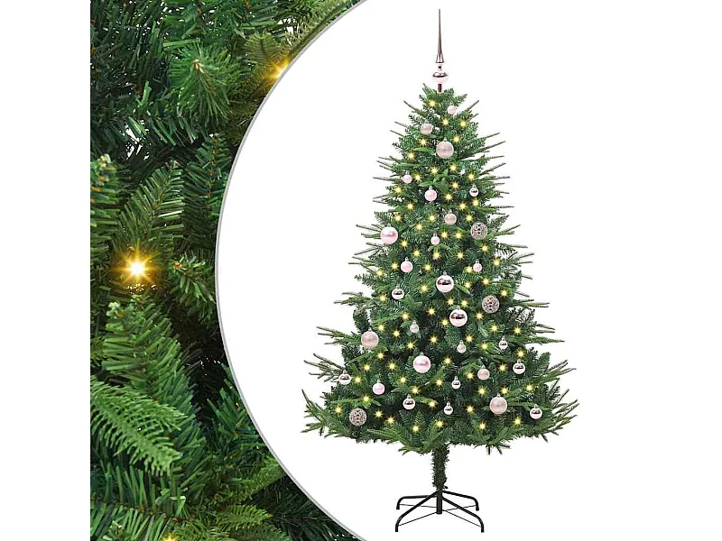 Árbol de Navidad artificial preiluminado con juego de bolas