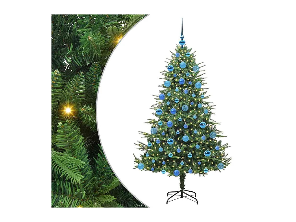 Sapin de Noël artificiel pré-éclairé avec set de boules Vert