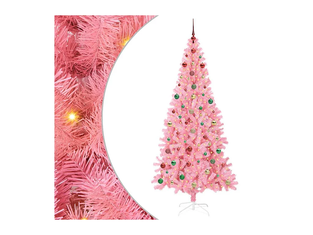 Sapin de Noël avec 300 LED avec support Rose 240 cm PVC