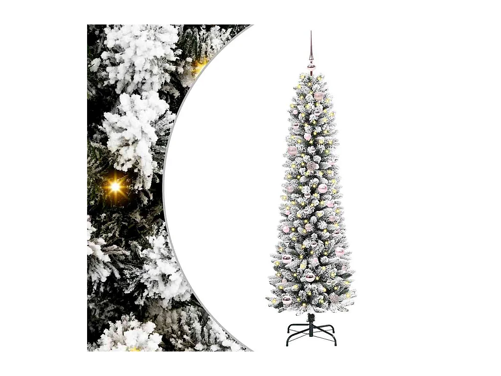 Sapin de Noël artificiel avec 150 LED Vert et blanc 150 cm