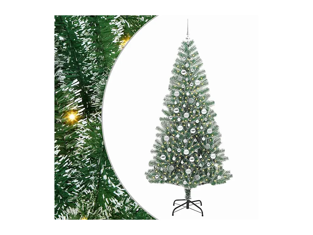 Árbol de Navidad Artificial Nevado con Luz LED Verde y 210 cm