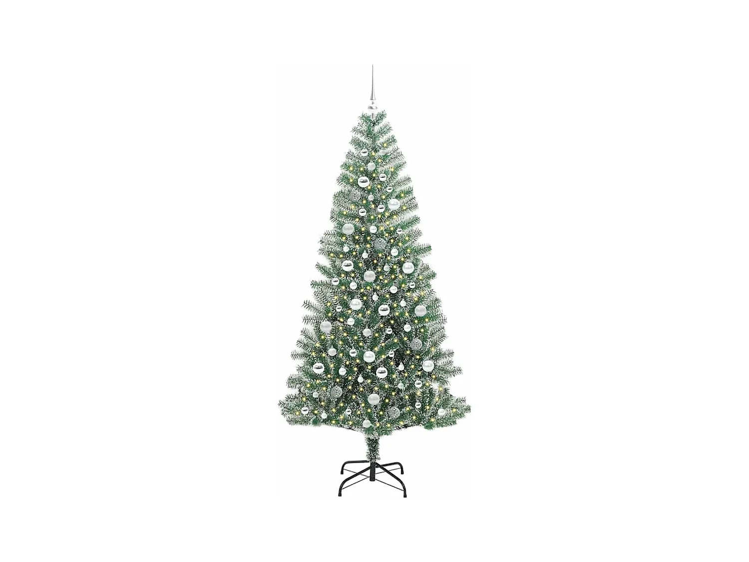 Árbol de Navidad Artificial Nevado con Luz LED Verde y 210 cm