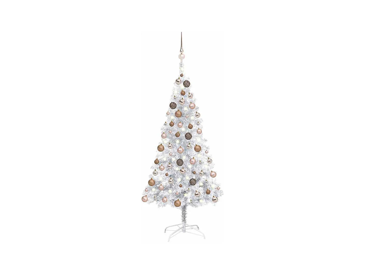 Arbre de Noël artificiel pré-éclairé/boules argenté 120 cm PET