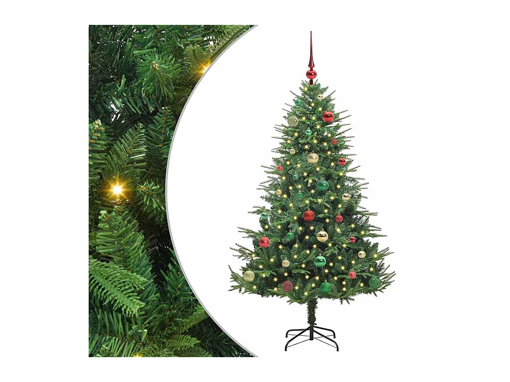 Sapin de Noël artificiel pré-éclairé avec set de boules Vert