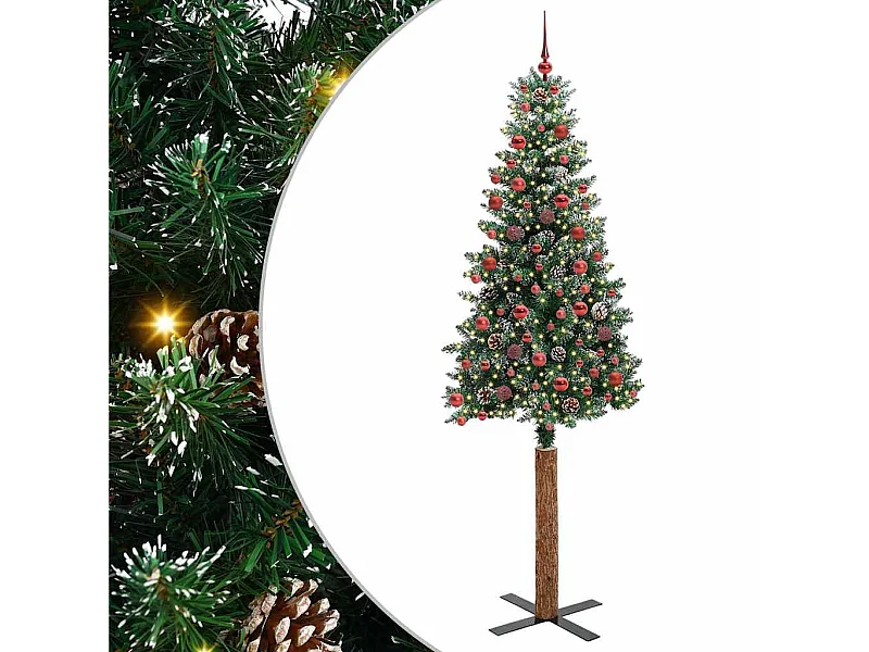 Árvore de Natal Slim com 300 LEDs Verde e Branco 210 cm