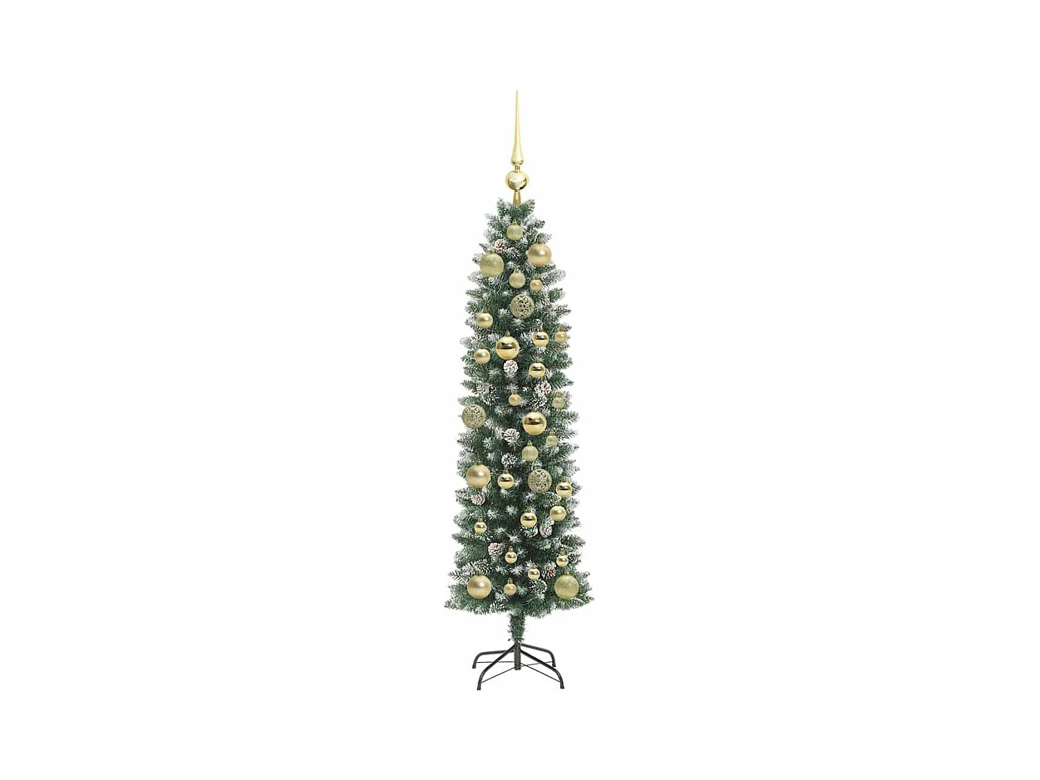 Kunstmatige slanke kerstboom met 150 LED Groen en wit 120 cm