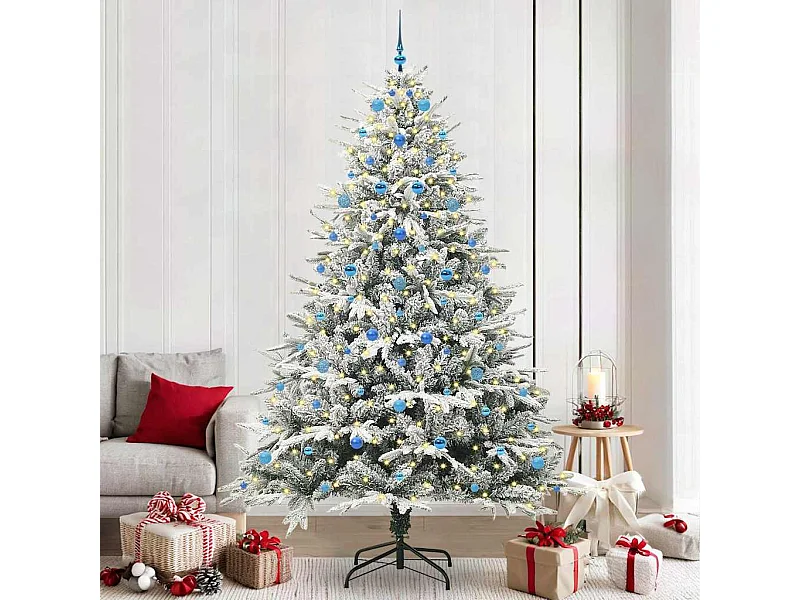 Sapin de Noël artificiel pré-éclairé avec set de boules Vert