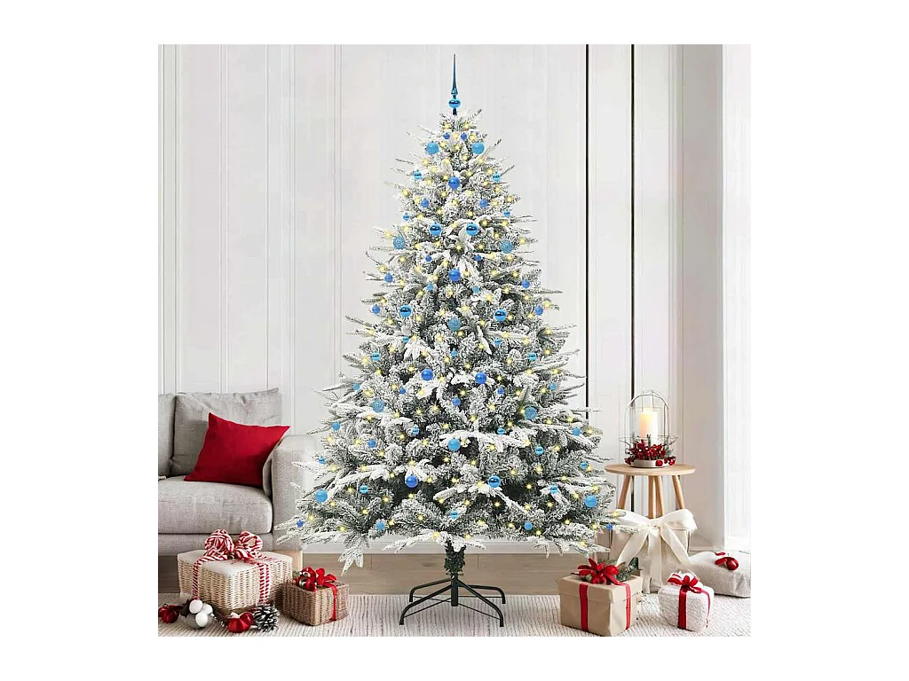 Sapin de Noël artificiel pré-éclairé avec set de boules Vert