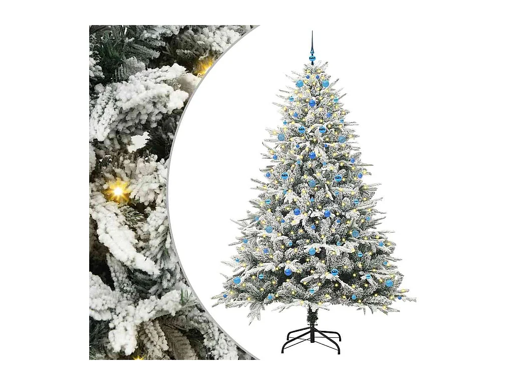 Sapin de Noël artificiel pré-éclairé avec set de boules Vert