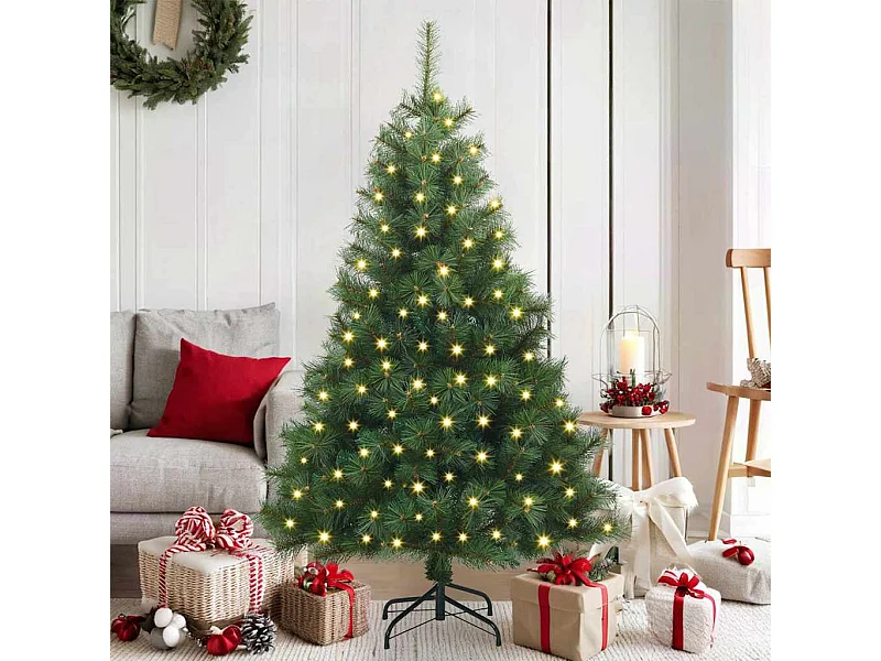 Kunstkerstboom met 150 LED met standaard Groen 150 cm PE en PVC