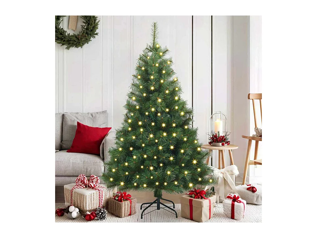 Kunstkerstboom met 150 LED met standaard Groen 150 cm PE en PVC