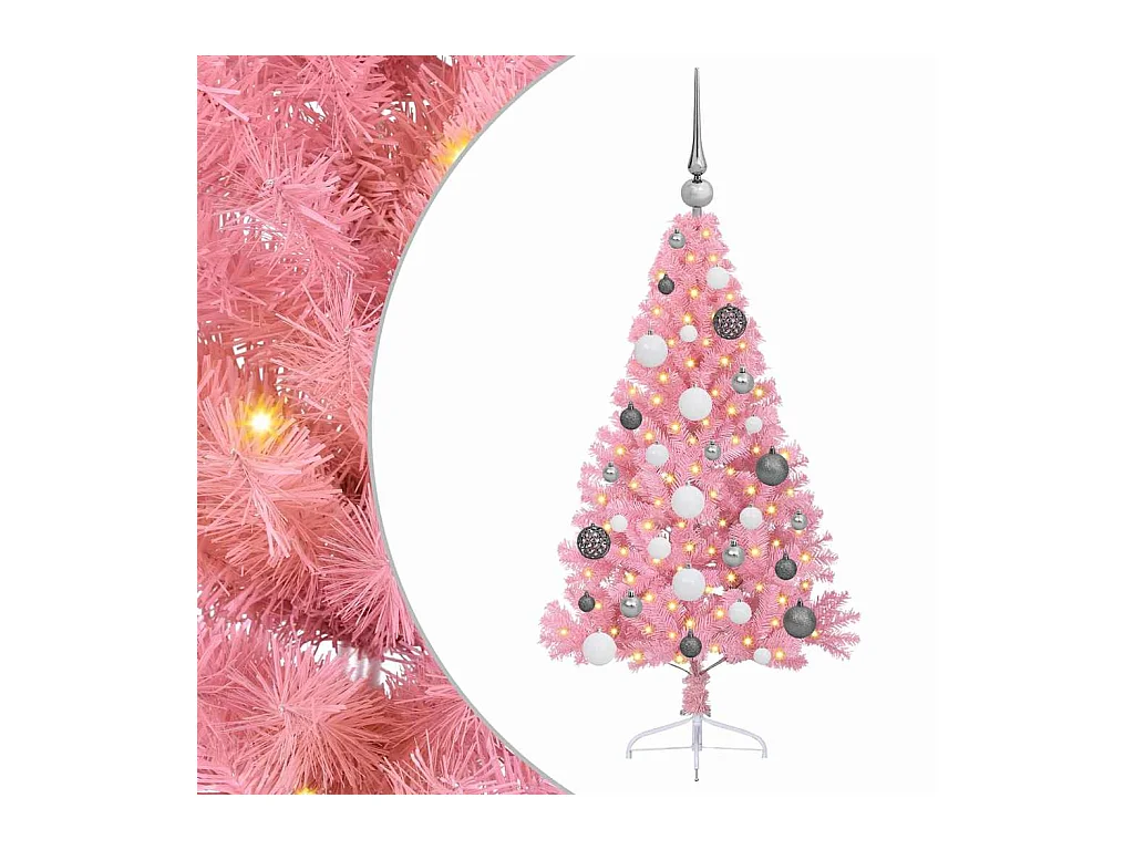 Sapin de Noël artificiel pré-éclairé Rose 120 cm PVC