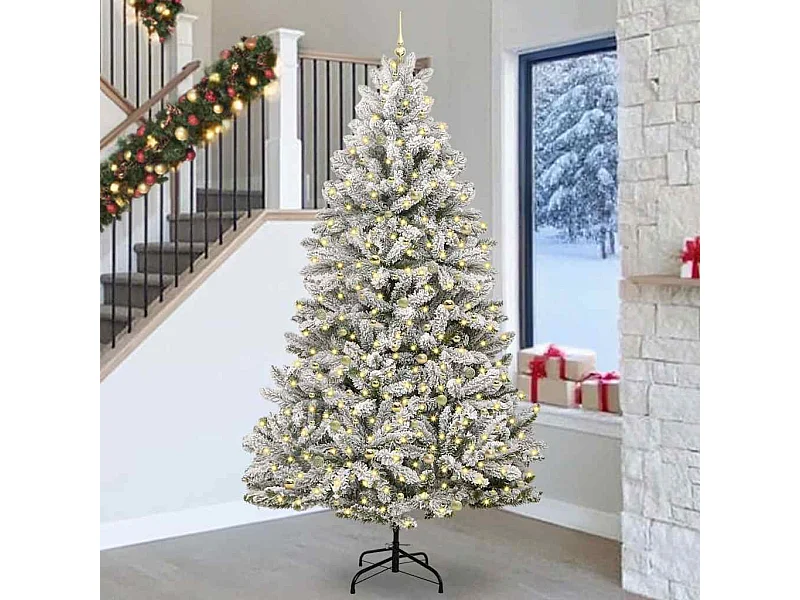 Kunstkerstboom Groen en Wit 270 cm PVC en Metalen