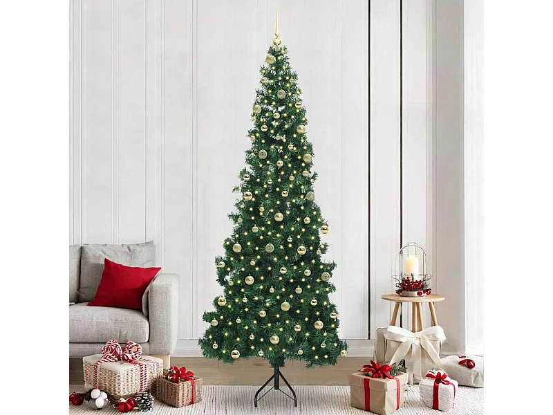 Arbre de Noël artificiel d'angle Vert 240 cm PVC et métal