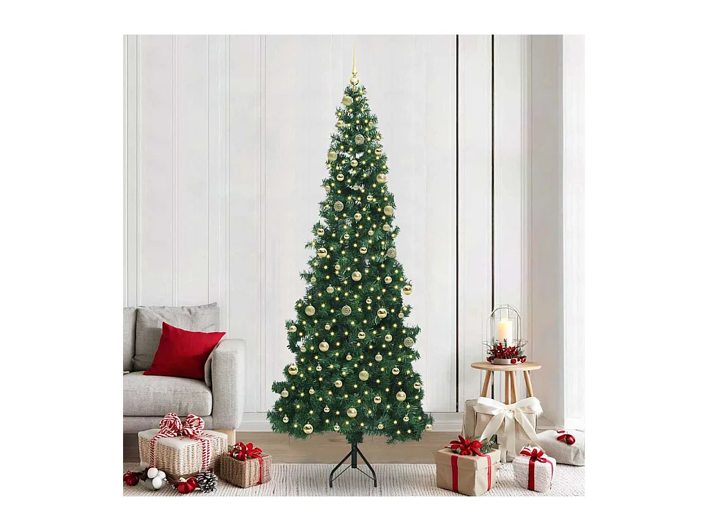 Arbre de Noël artificiel d'angle Vert 240 cm PVC et métal