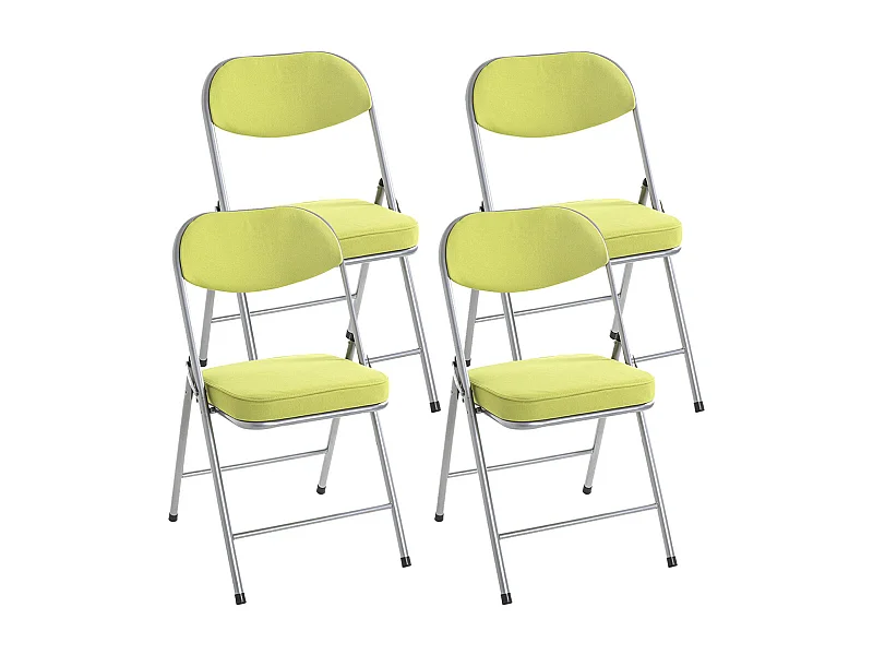 Lot de 4 chaises pliables rembourrées coloris vert - Longueur 47 x Hauteur 79 x Profondeur 53 cm