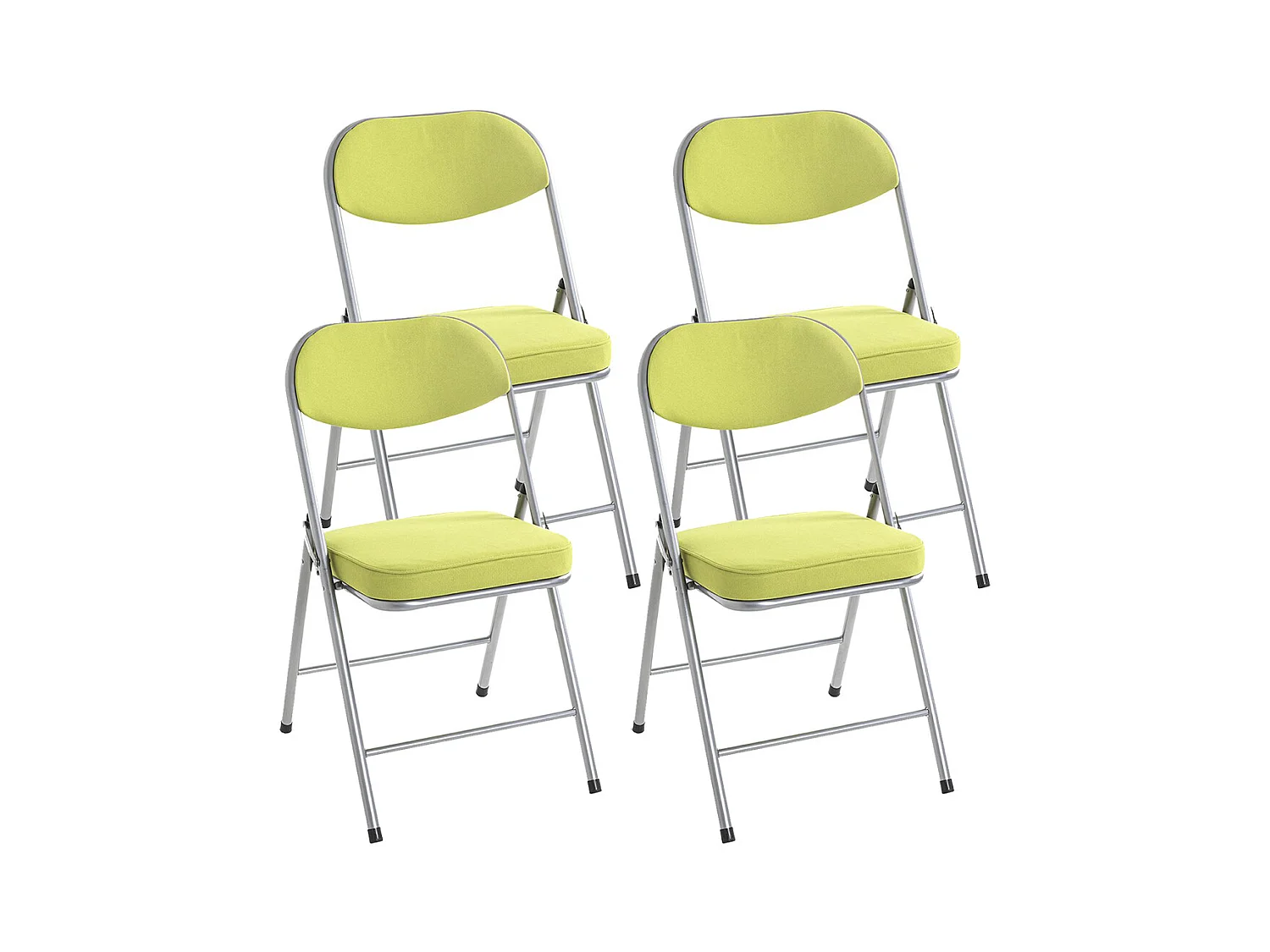 Lot de 4 chaises pliables rembourrées coloris vert - Longueur 47 x Hauteur 79 x Profondeur 53 cm