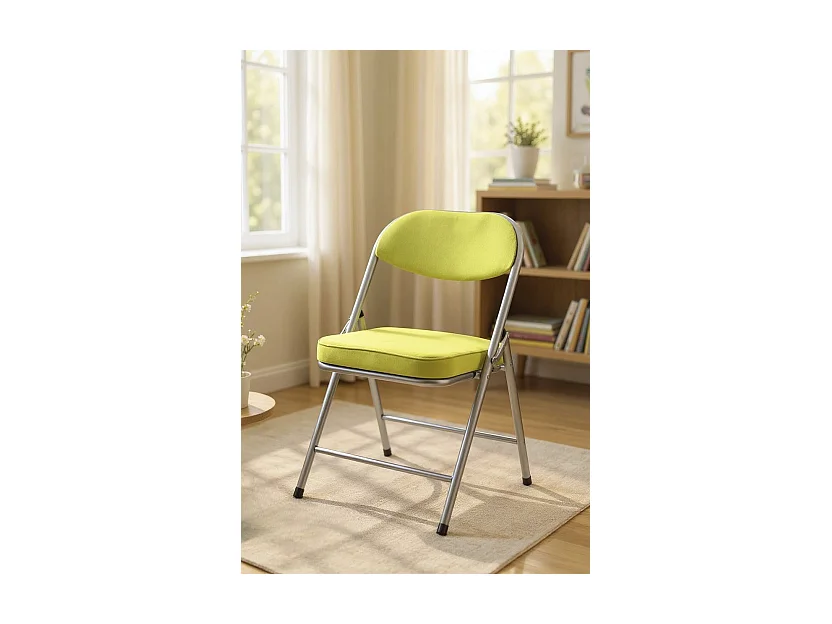 Lot de 4 chaises pliables rembourrées coloris vert - Longueur 47 x Hauteur 79 x Profondeur 53 cm