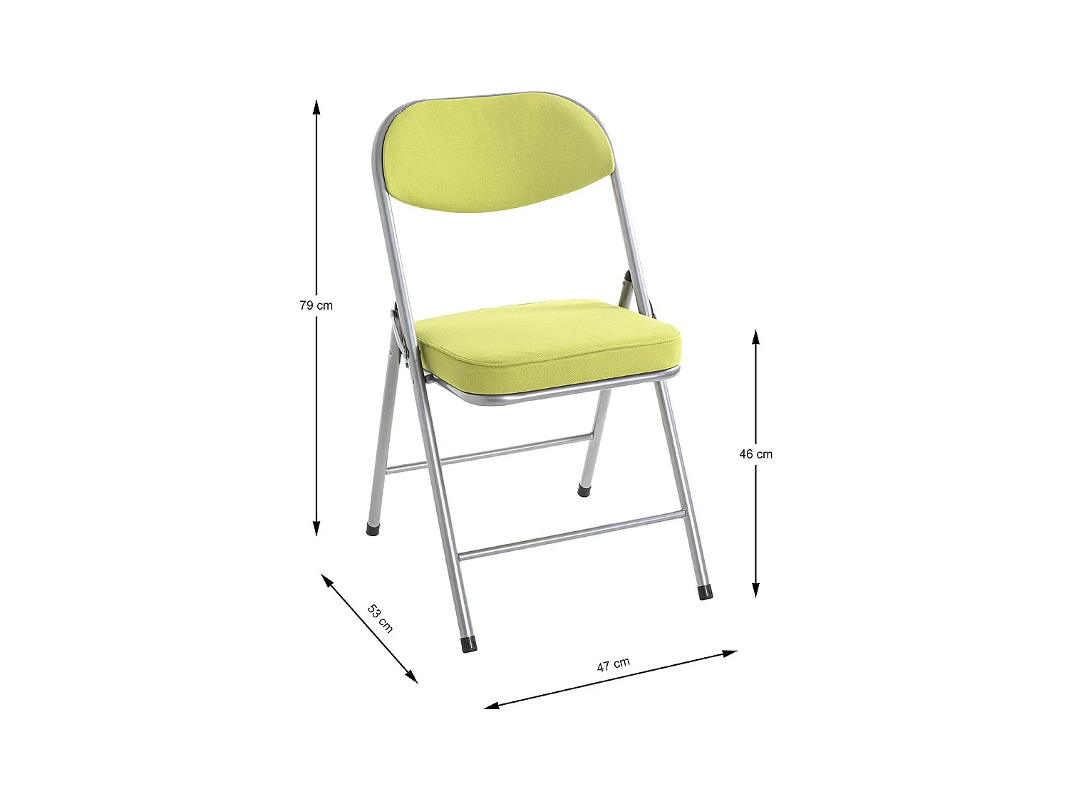 Lot de 4 chaises pliables rembourrées coloris vert - Longueur 47 x Hauteur 79 x Profondeur 53 cm