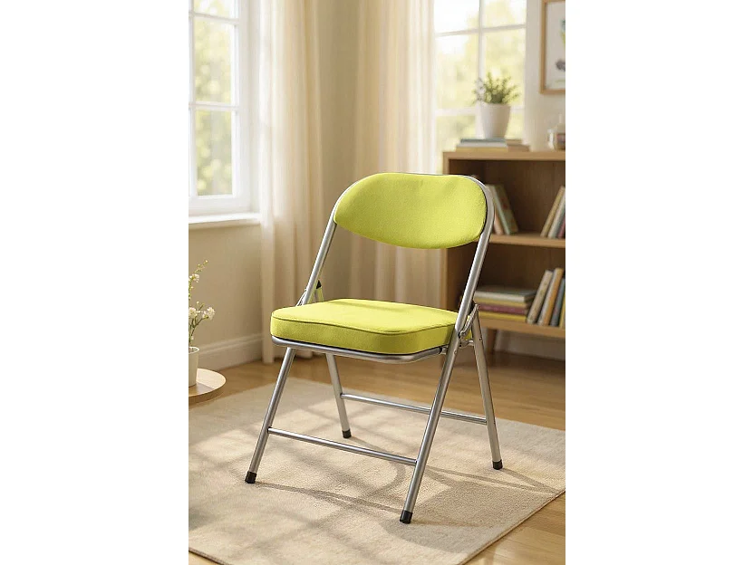 Lot de 4 chaises pliables rembourrées coloris vert - Longueur 47 x Hauteur 79 x Profondeur 53 cm