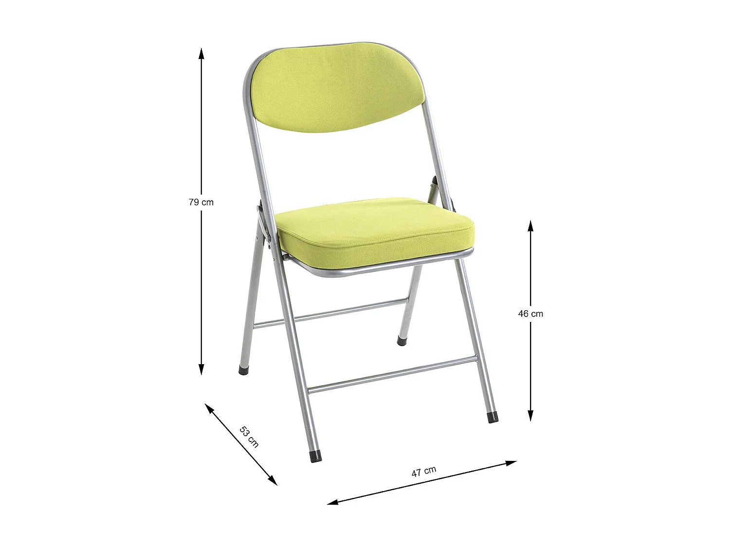 Lot de 4 chaises pliables rembourrées coloris vert - Longueur 47 x Hauteur 79 x Profondeur 53 cm