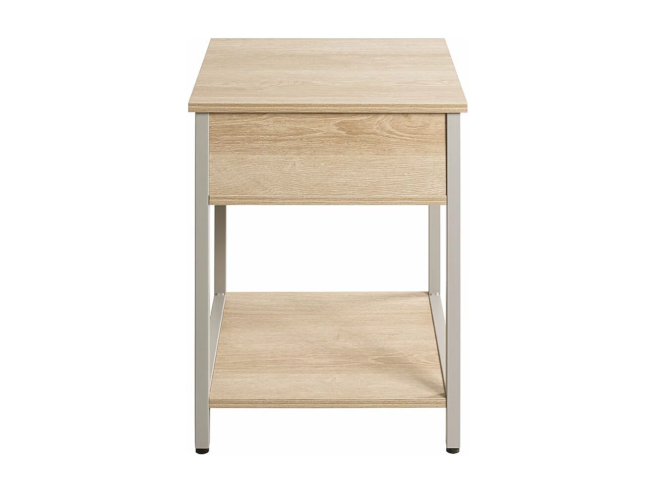 Table de nuit, table de chevet 1 tiroir coloris Chêne naturel et métal gris - Longueur 40 x Profondeur 40 x Hauteur 55 cm
