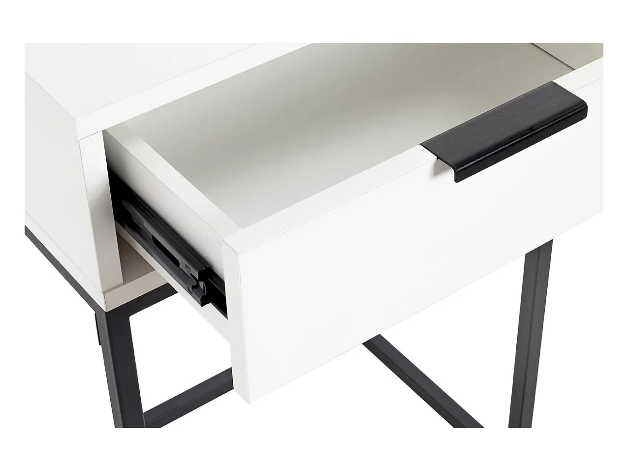 Table de nuit, table de chevet 1 tiroir coloris Blanc métal Noir - Longueur 40 x Profondeur 28 x Hauteur 60 cm