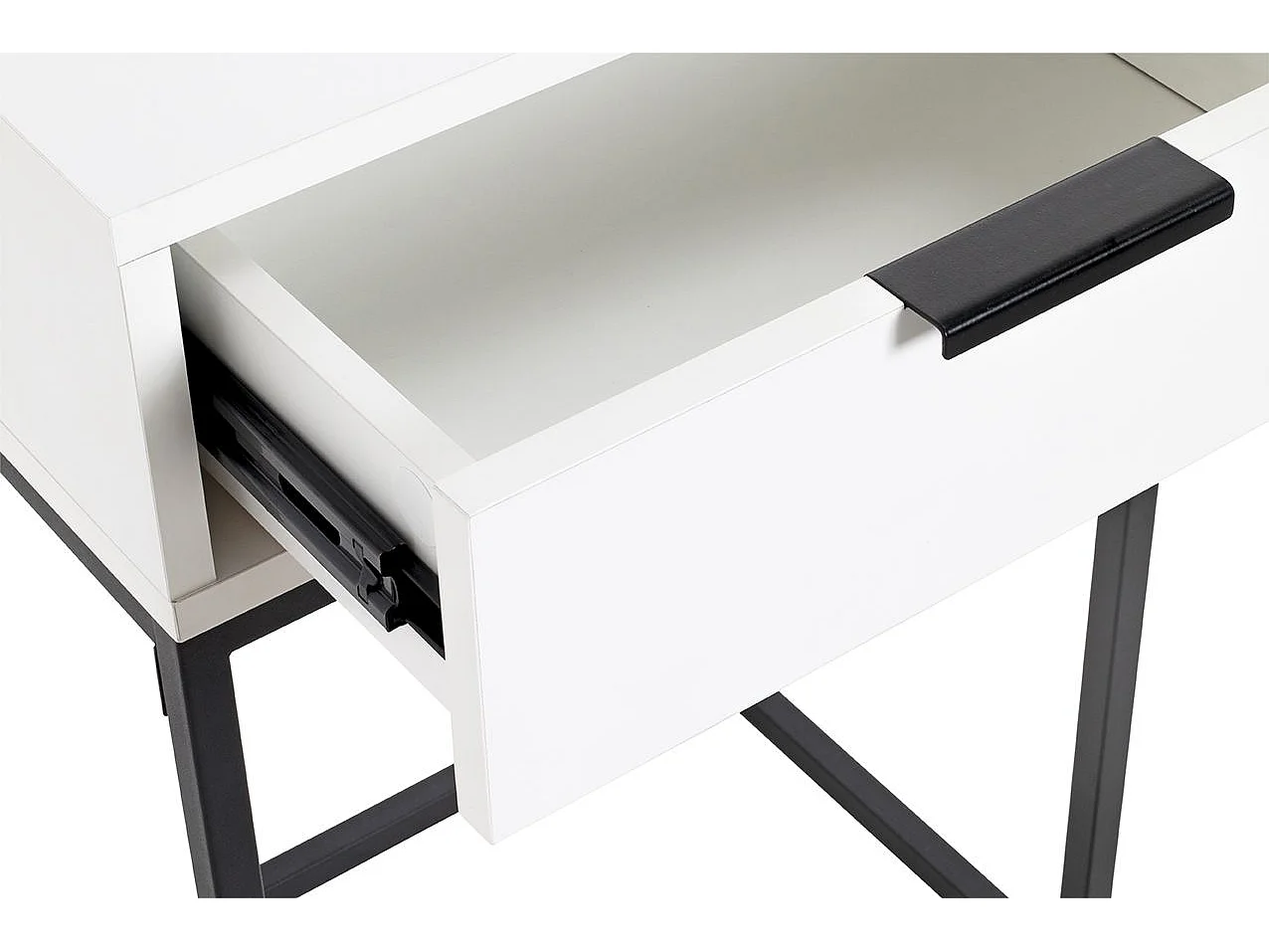 Table de nuit, table de chevet 1 tiroir coloris Blanc métal Noir - Longueur 40 x Profondeur 28 x Hauteur 60 cm