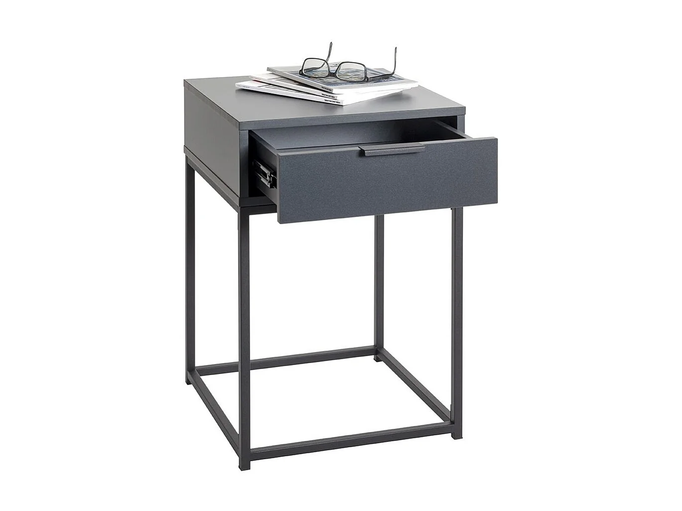 Table de nuit, table de chevet 1 tiroir coloris gris anthracite/Noir - Longueur 40 x Profondeur 40 x Hauteur 60 cm