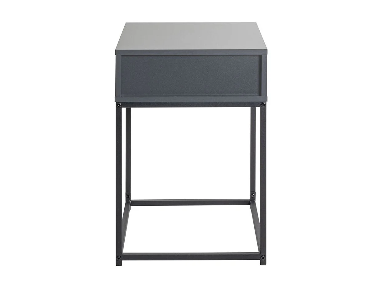 Table de nuit, table de chevet 1 tiroir coloris gris anthracite/Noir - Longueur 40 x Profondeur 40 x Hauteur 60 cm